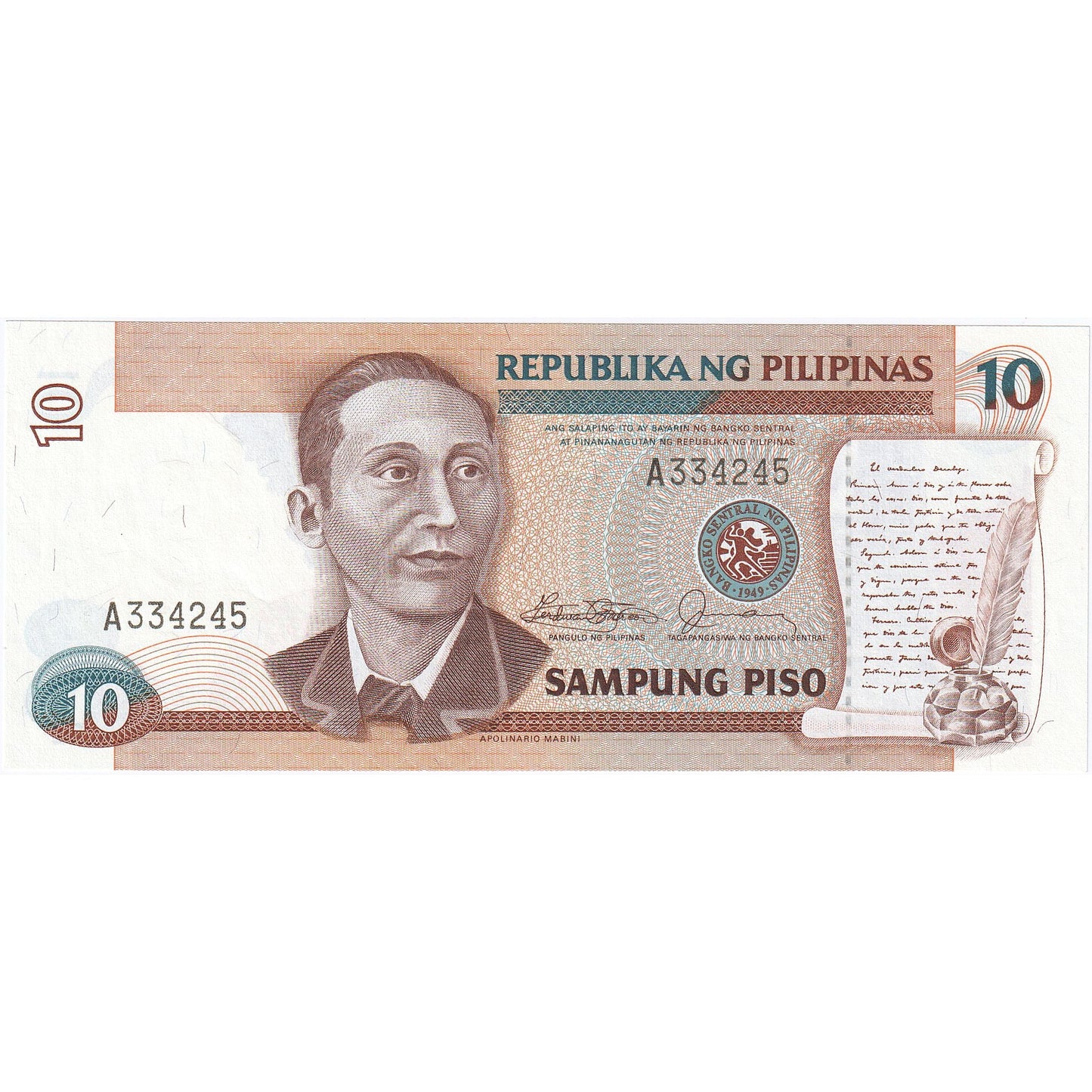 Filipine, 
  
  10 Piso, 
  
  KM:169b