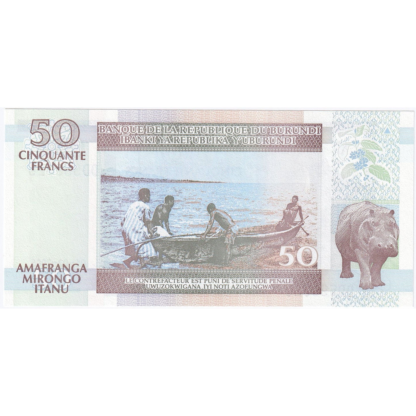 Burundi, 
  
  50 de franci, 
  
  1993-1997