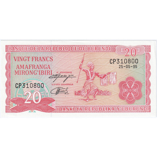 Burundi, 
  
  20 de franci, 
  
  1995