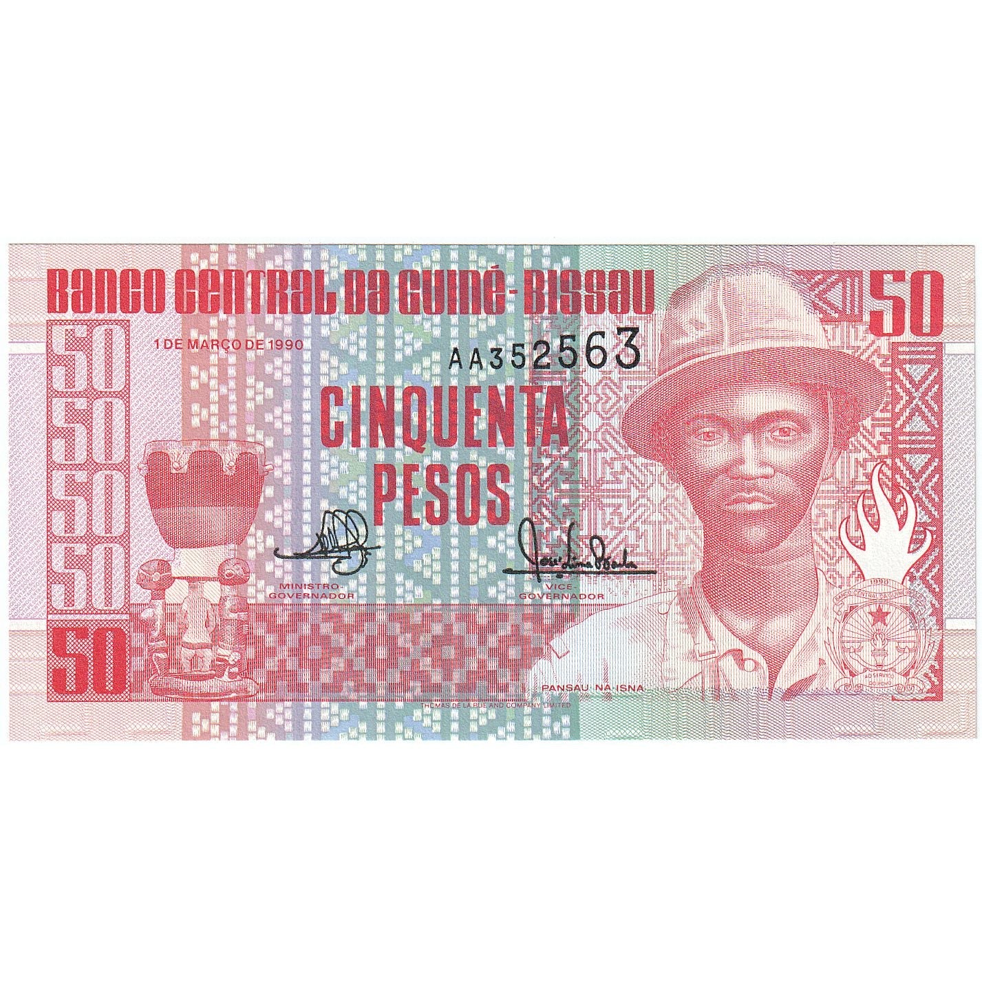 Guineea-Bissau, 
  
  50 de pesos, 
  
  1990-03-01