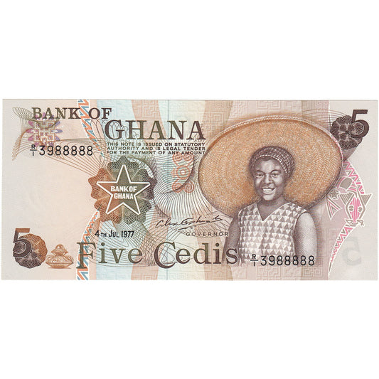 Ghana, 
  
  5 Cedi, 
  
  1977