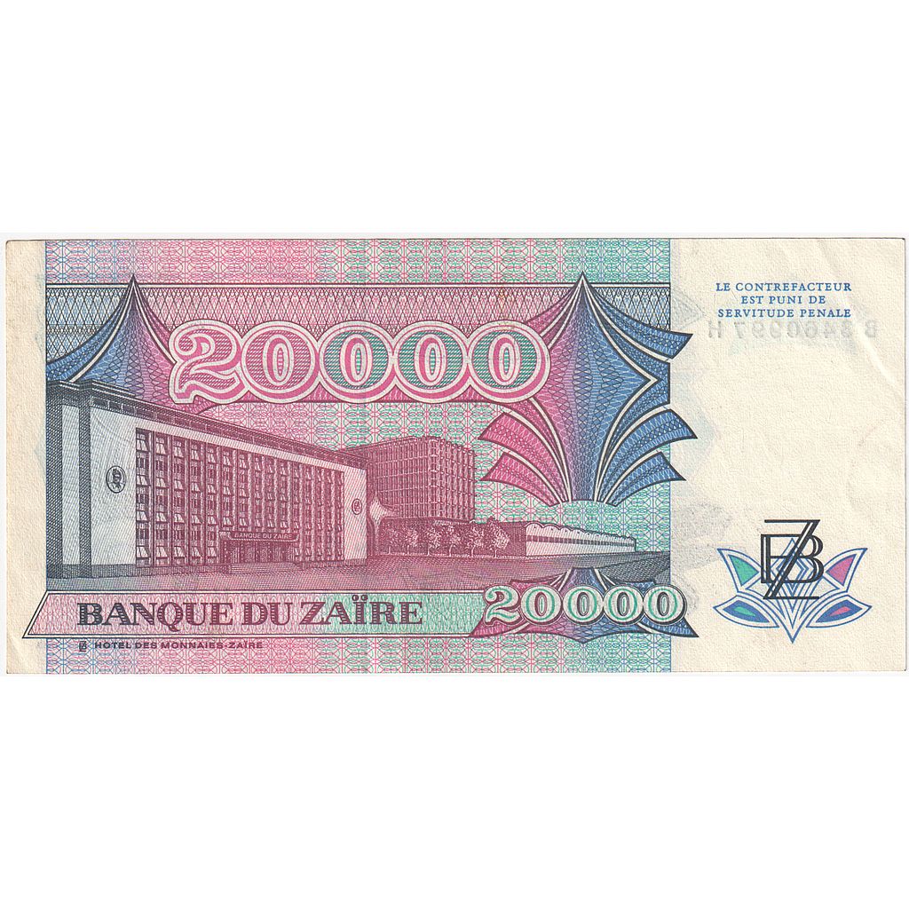 Zair, 
  
  20, 
  
  000 Zaïres