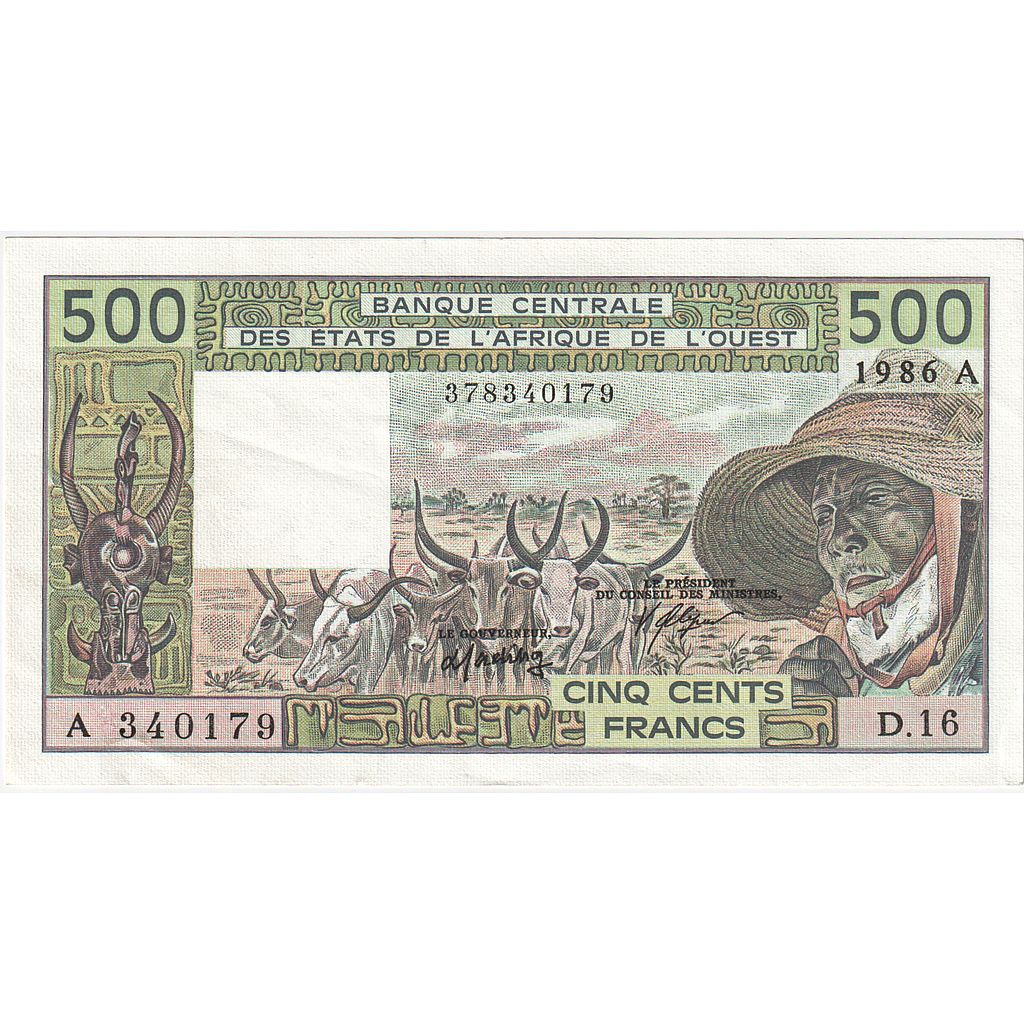 Statele Africii de Vest, 
  
  500 de franci, 
  
  1986