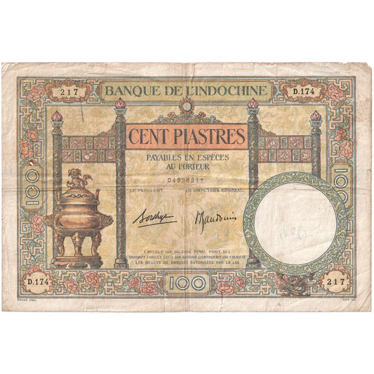 INDO-CHINA FRANCEZĂ, 
  
  100 Piastres, 
  
  Nedatat (1925-1939)