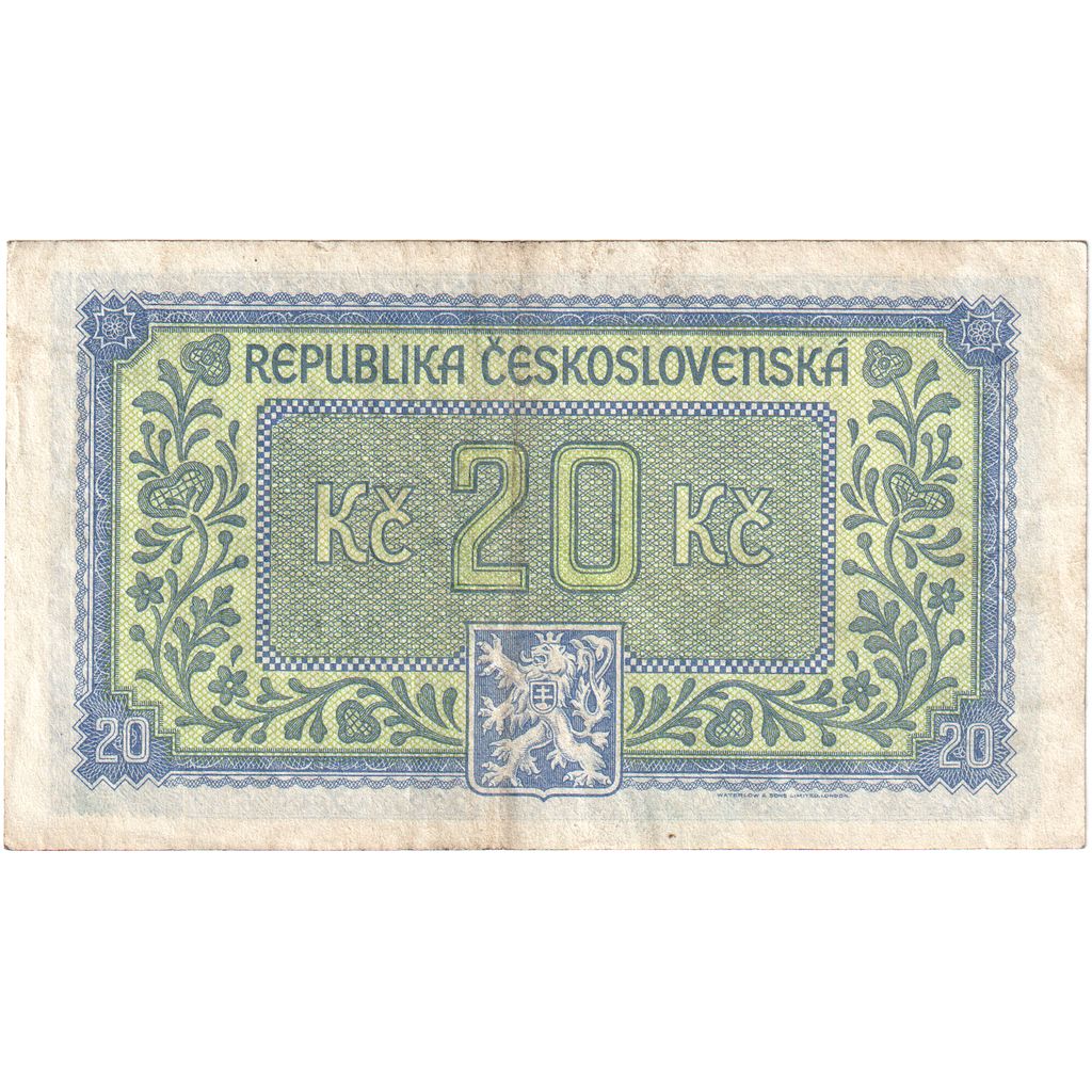 Cehoslovacia, 
  
  20 de coroane, 
  
  VF(20-25)