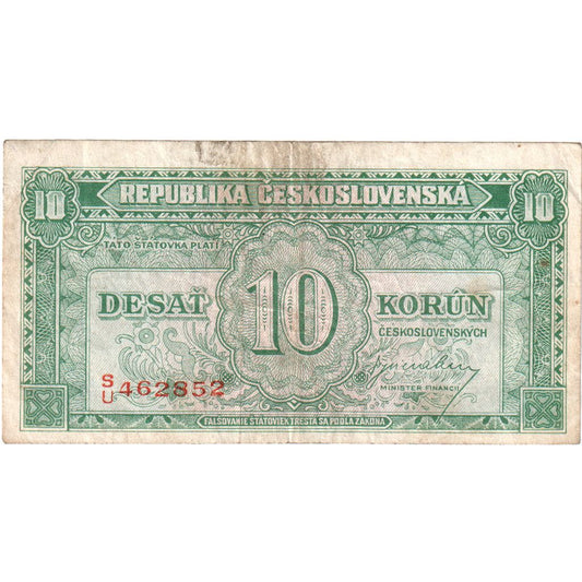 Cehoslovacia, 
  
  10 Korun, 
  
  VG(8-10)