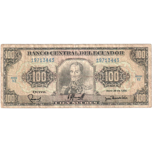 Ecuador, 
  
  100 de sucre, 
  
  1990-04-20