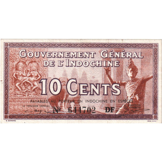 INDO-CHINA FRANCEZĂ, 
  
  10 cenți, 
  
  EF(40-45)