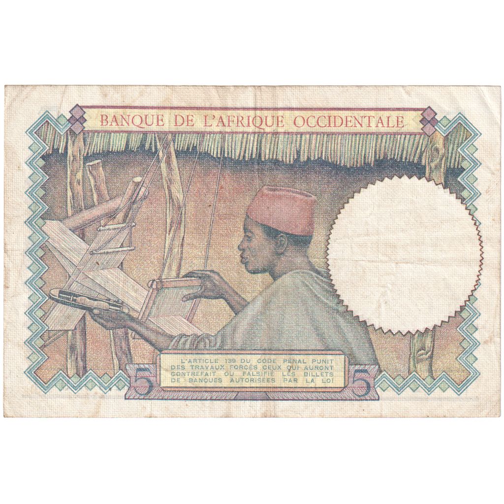 Africa de Vest franceză, 
  
  5 franci, 
  
  1941-03-06