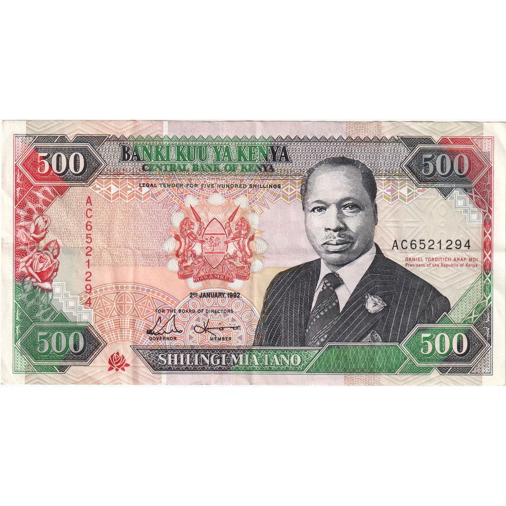 Kenya, 
  
  500 de șilingi, 
  
  1992-01-02