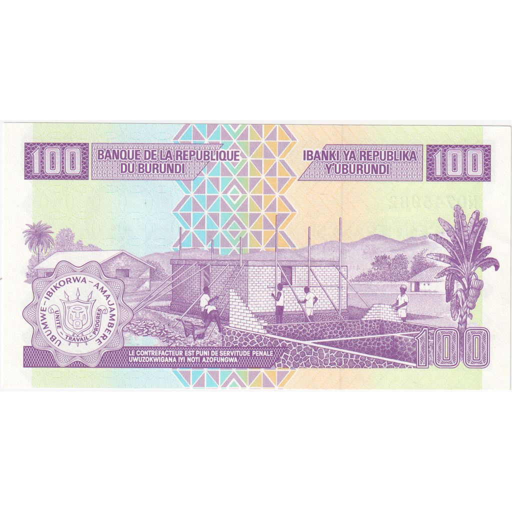 Burundi, 
  
  100 de franci, 
  
  UNC(65-70)