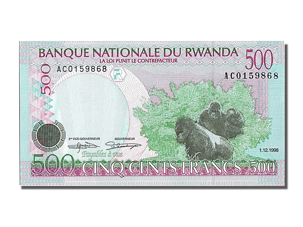 bancnota, 
  
  Rwanda, 
  
  500 de franci