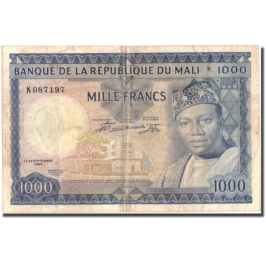 bancnota, 
  
  Mali, 
  
  1000 de franci