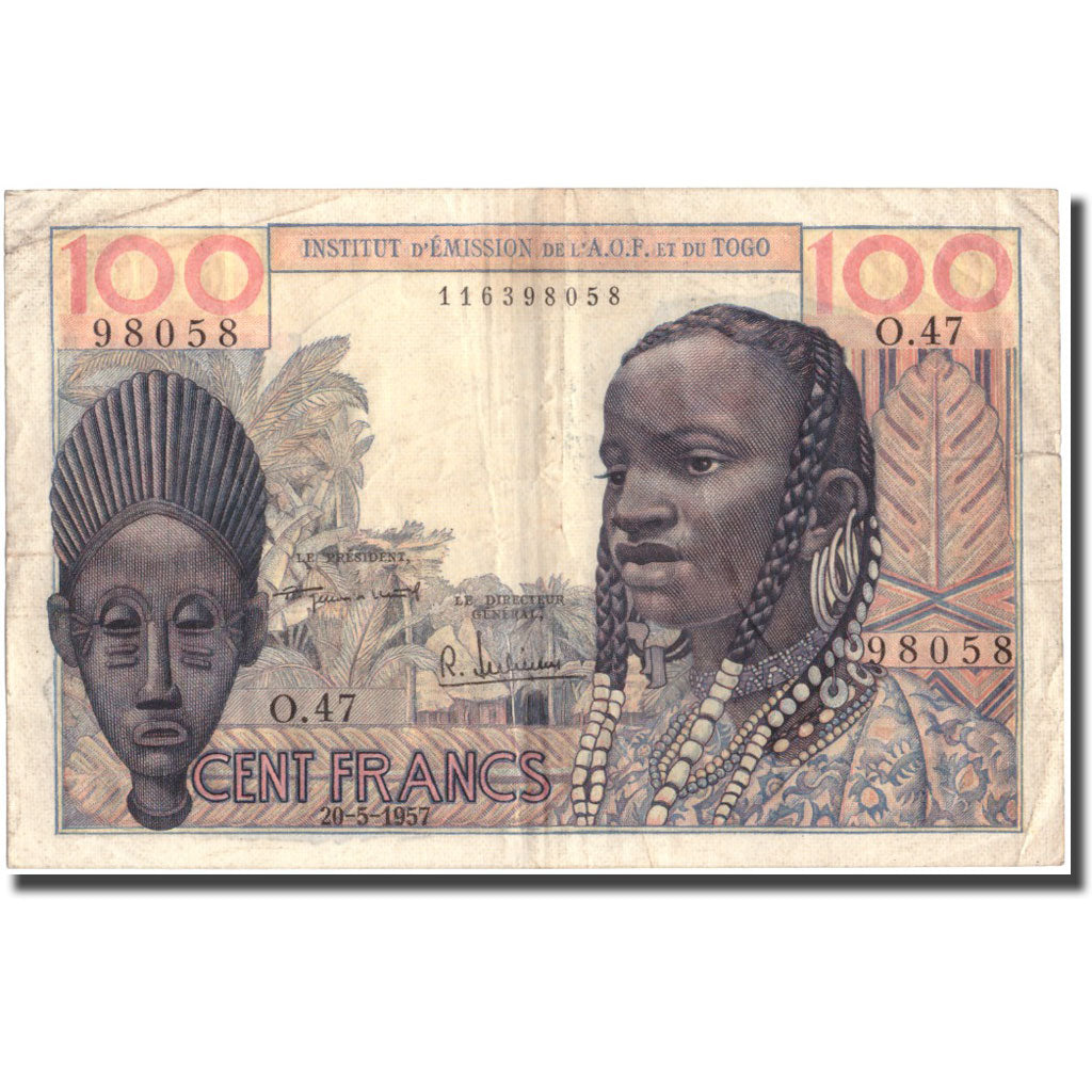 bancnota, 
  
  Africa de Vest franceză, 
  
  100 de franci