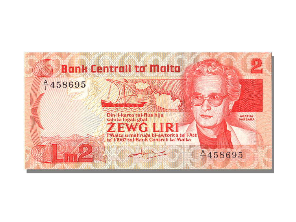 bancnota, 
  
  Malta, 
  
  2 Liri