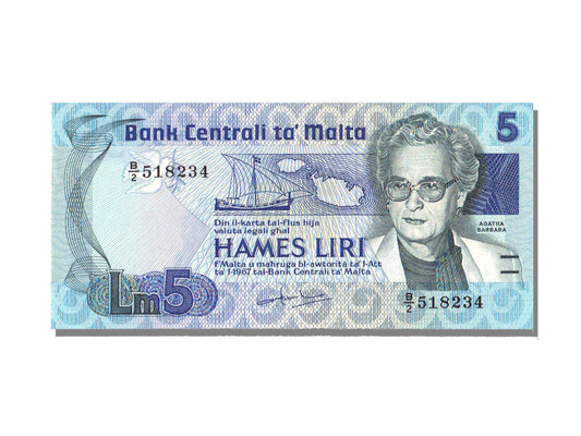 bancnota, 
  
  Malta, 
  
  5 Liri