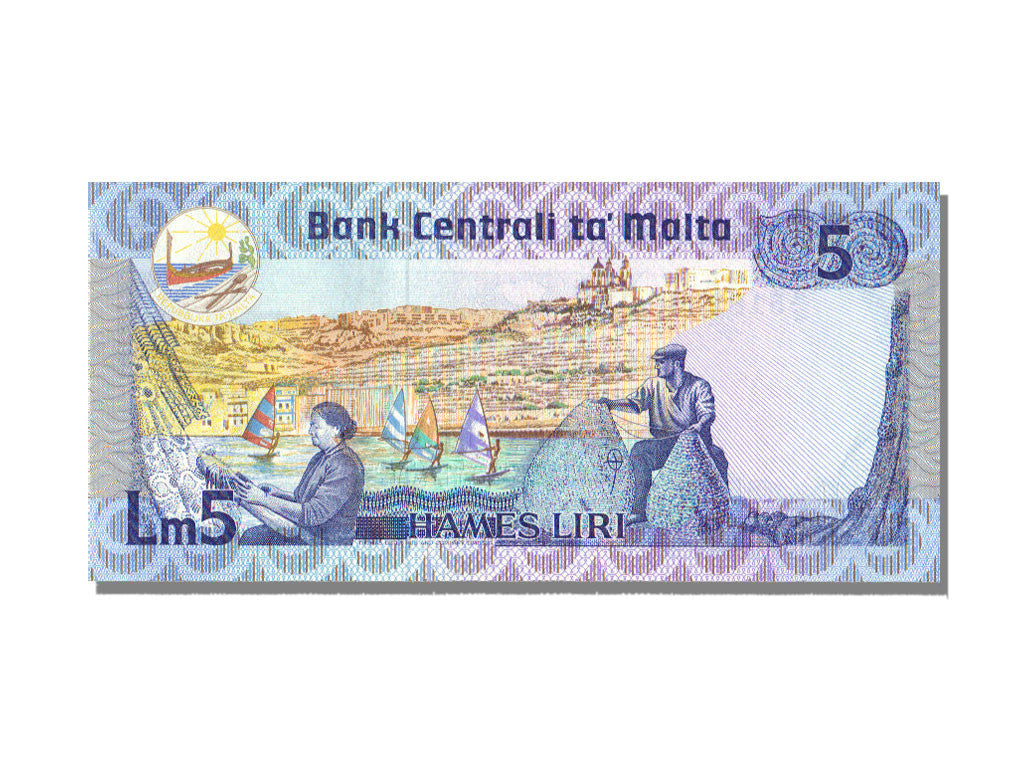 bancnota, 
  
  Malta, 
  
  5 Liri