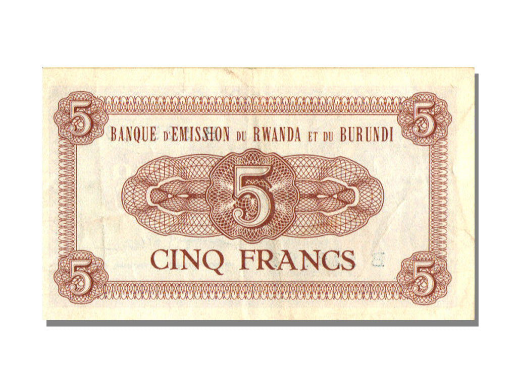 bancnota, 
  
  Rwanda-Burundi, 
  
  5 franci