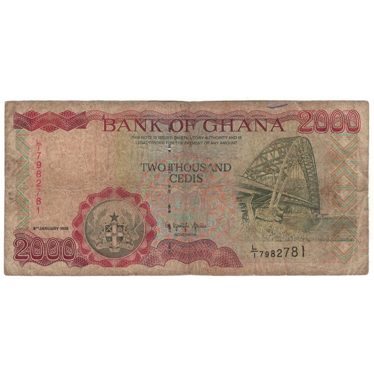 bancnota, 
  
  Ghana, 
  
  2000 Cedi