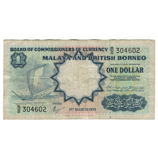 bancnota, 
  
  Malaya și Borneo britanic, 
  
  1 dolar