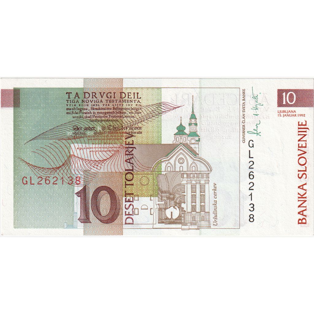 Slovenia, 
  
  10 Tolarjev, 
  
  1992