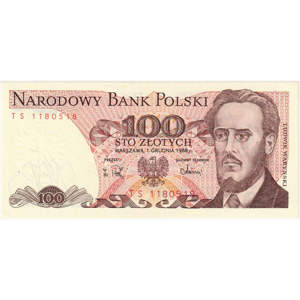 Polonia, 
  
  100 de zlotici, 
  
  1988