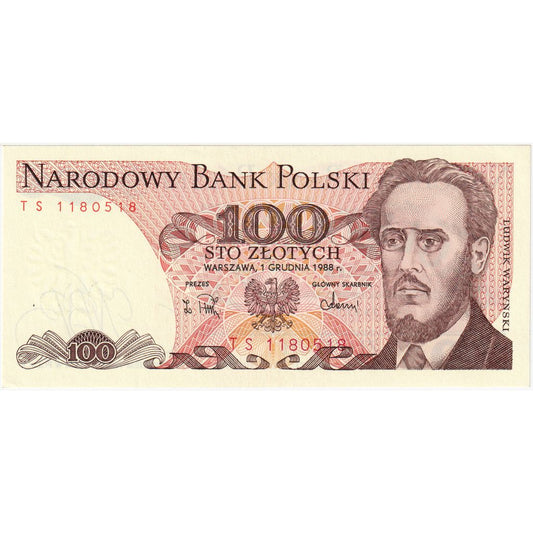 Polonia, 
  
  100 de zlotici, 
  
  1988