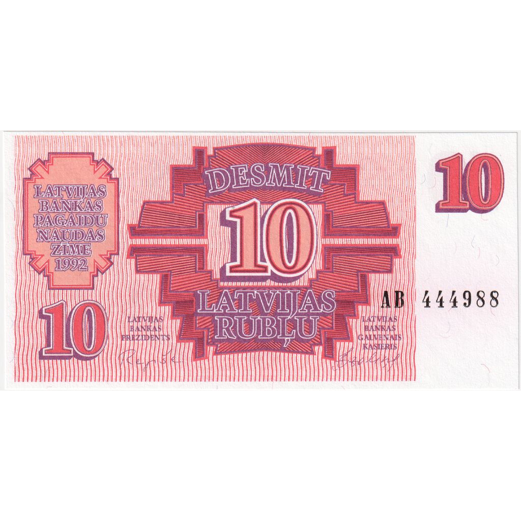 Letonia, 
  
  10 rublu, 
  
  1992