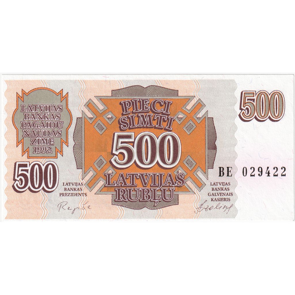 Letonia, 
  
  500 de rublu, 
  
  1992