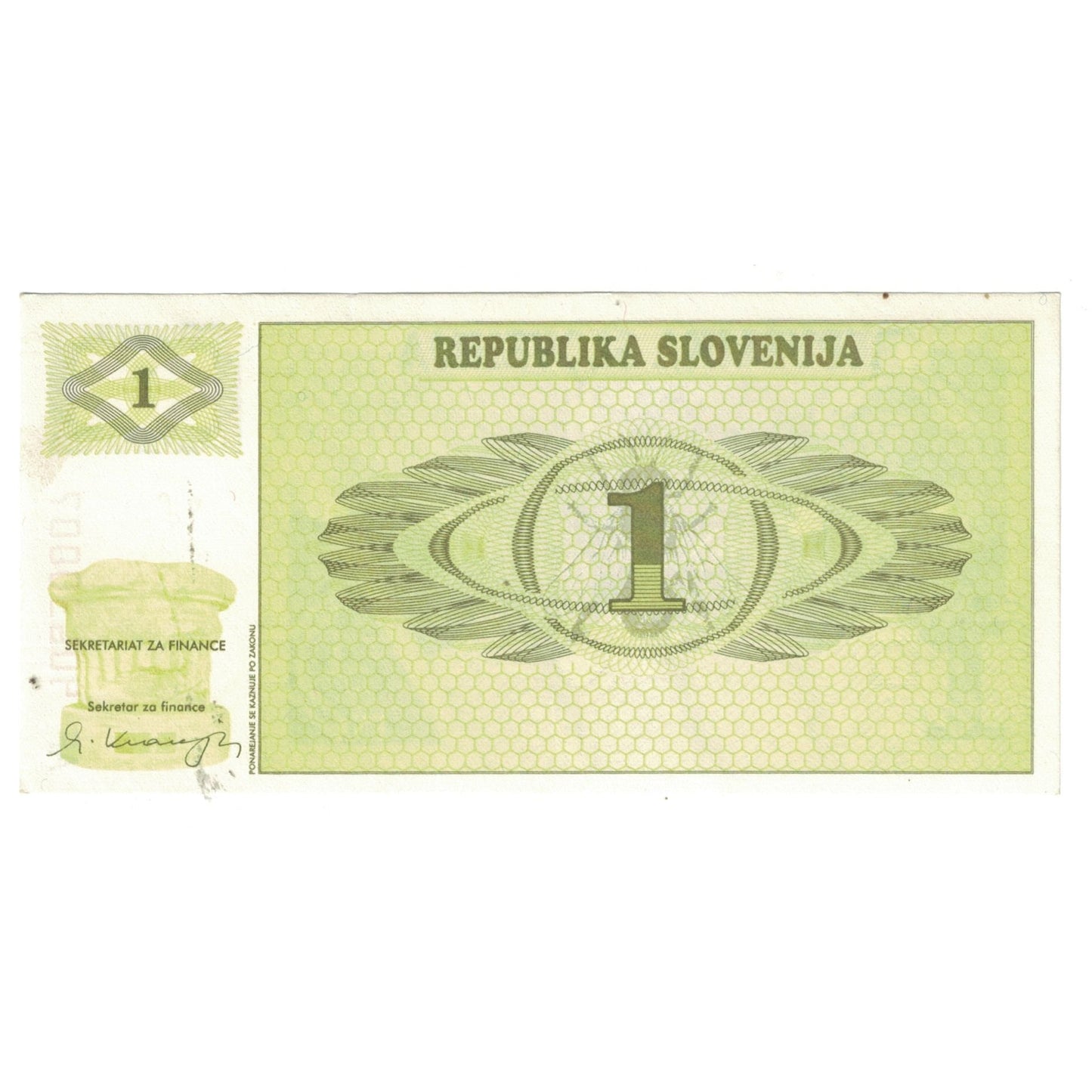 bancnota, 
  
  Slovenia, 
  
  1 (Tolar)