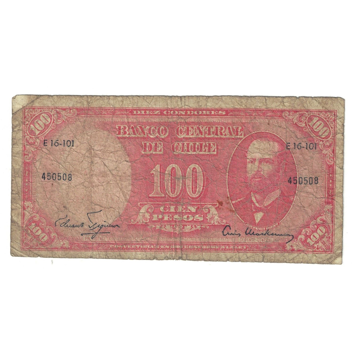 bancnota, 
  
  Chile, 
  
  10 Centesimi pe 100 de pesos