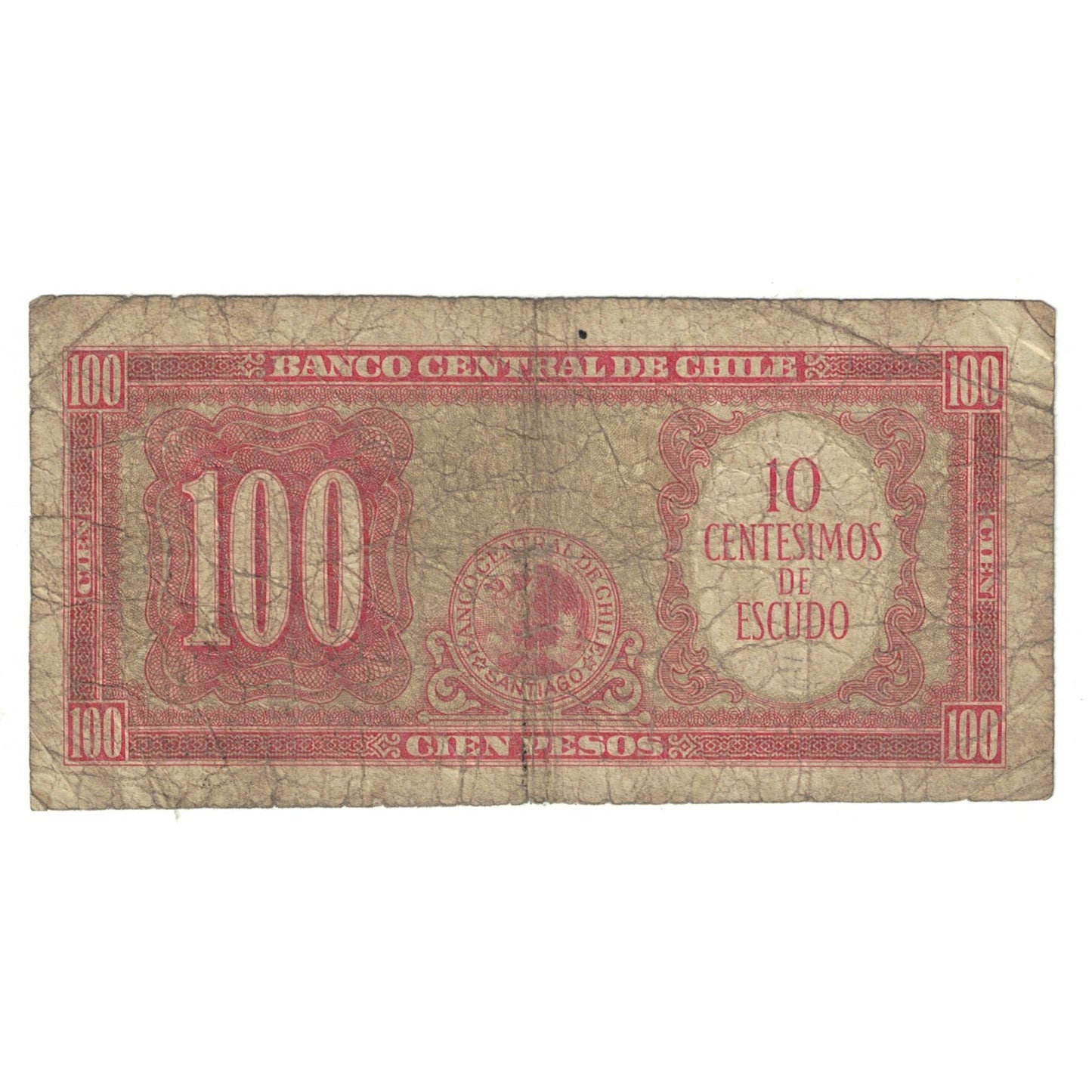 bancnota, 
  
  Chile, 
  
  10 Centesimi pe 100 de pesos