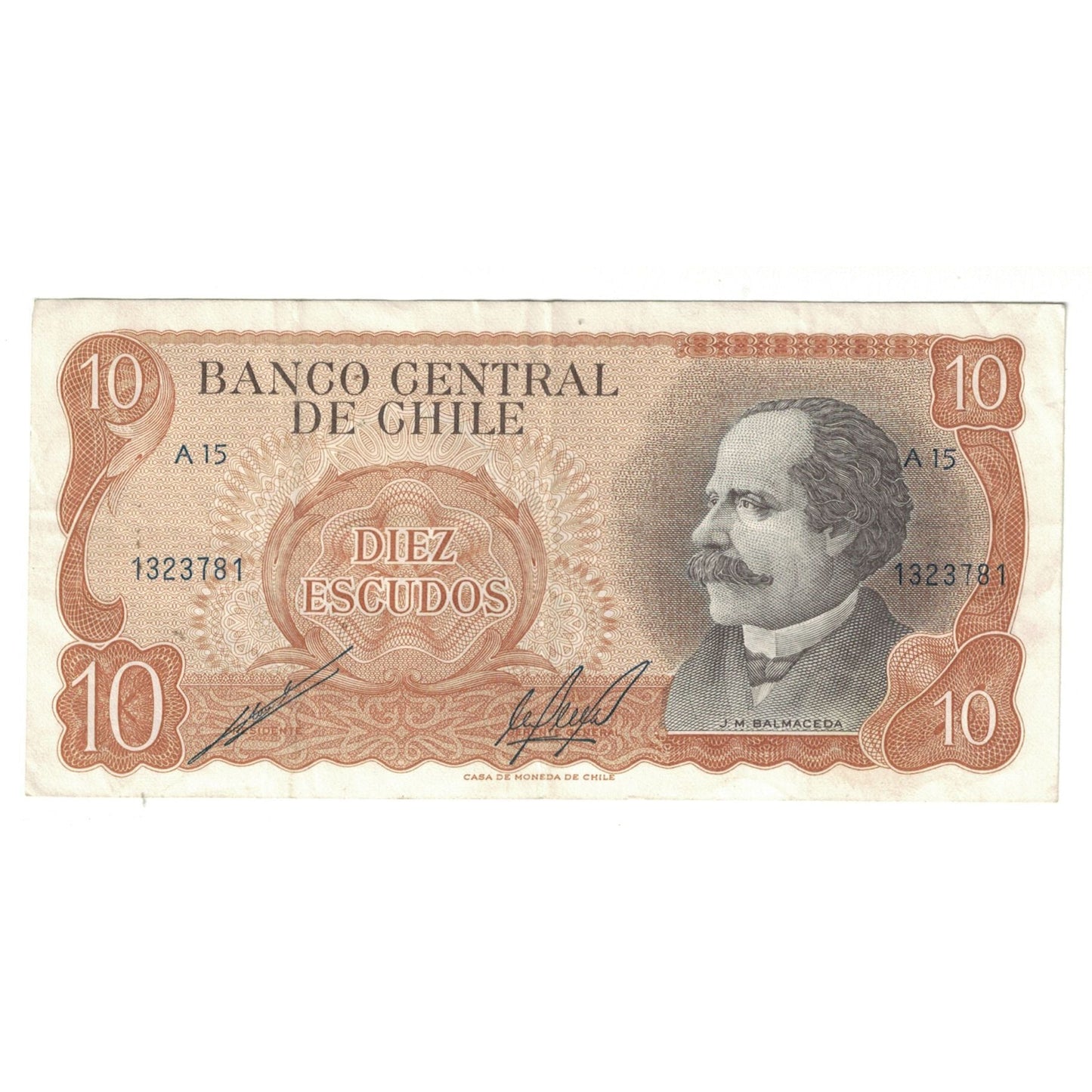 bancnota, 
  
  Chile, 
  
  10 escudo