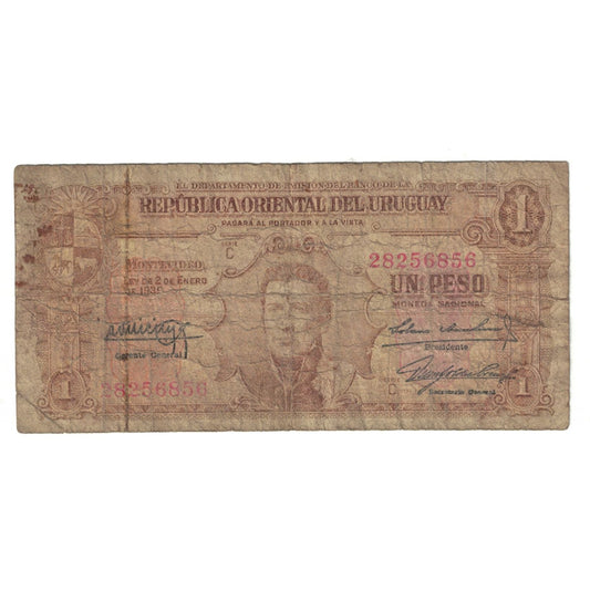 bancnota, 
  
  Uruguay, 
  
  1 peso