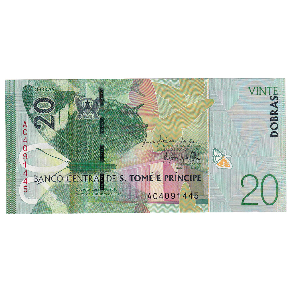 bancnota, 
  
  Sfântul Toma și Prinț, 
  
  20 Dobras