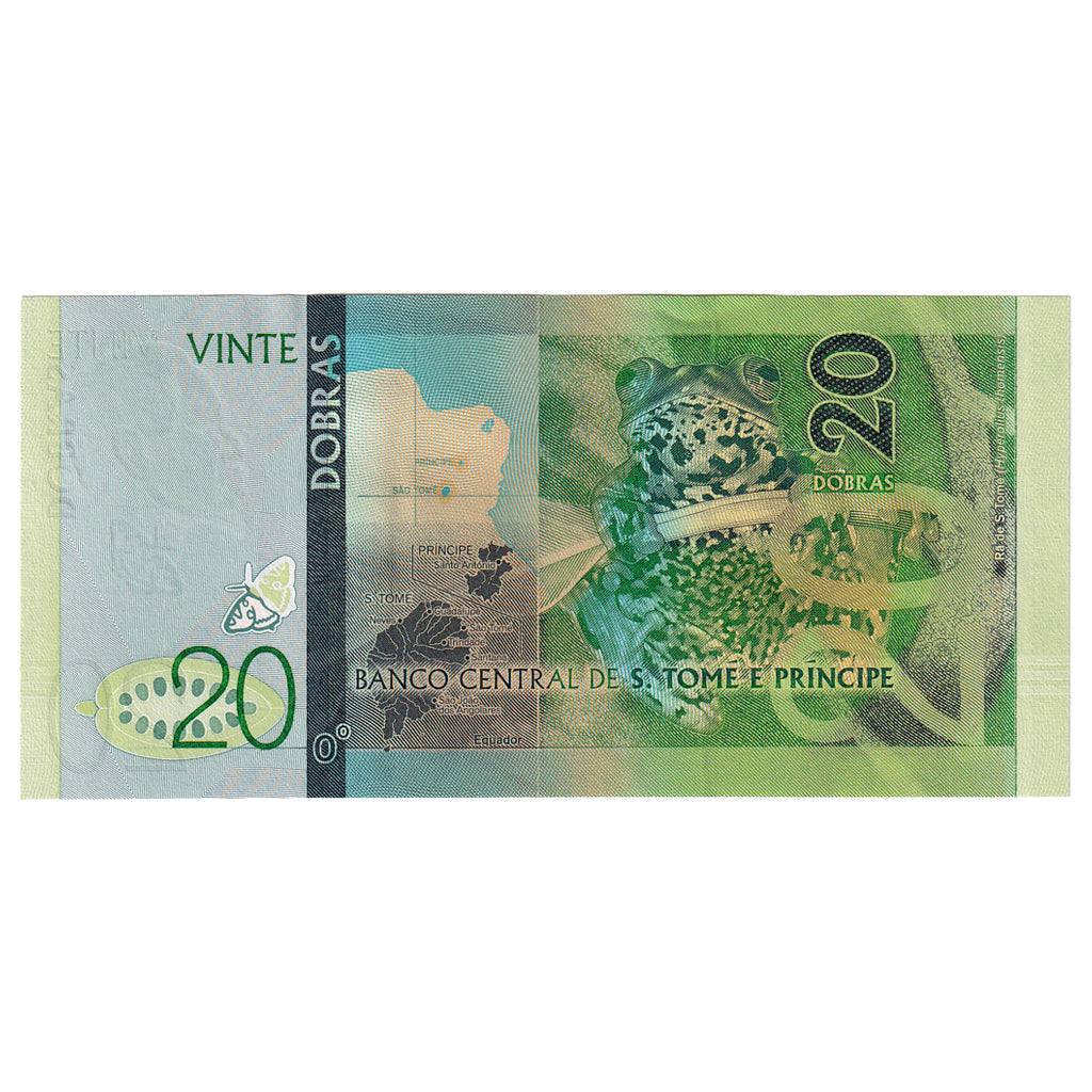 bancnota, 
  
  Sfântul Toma și Prinț, 
  
  20 Dobras