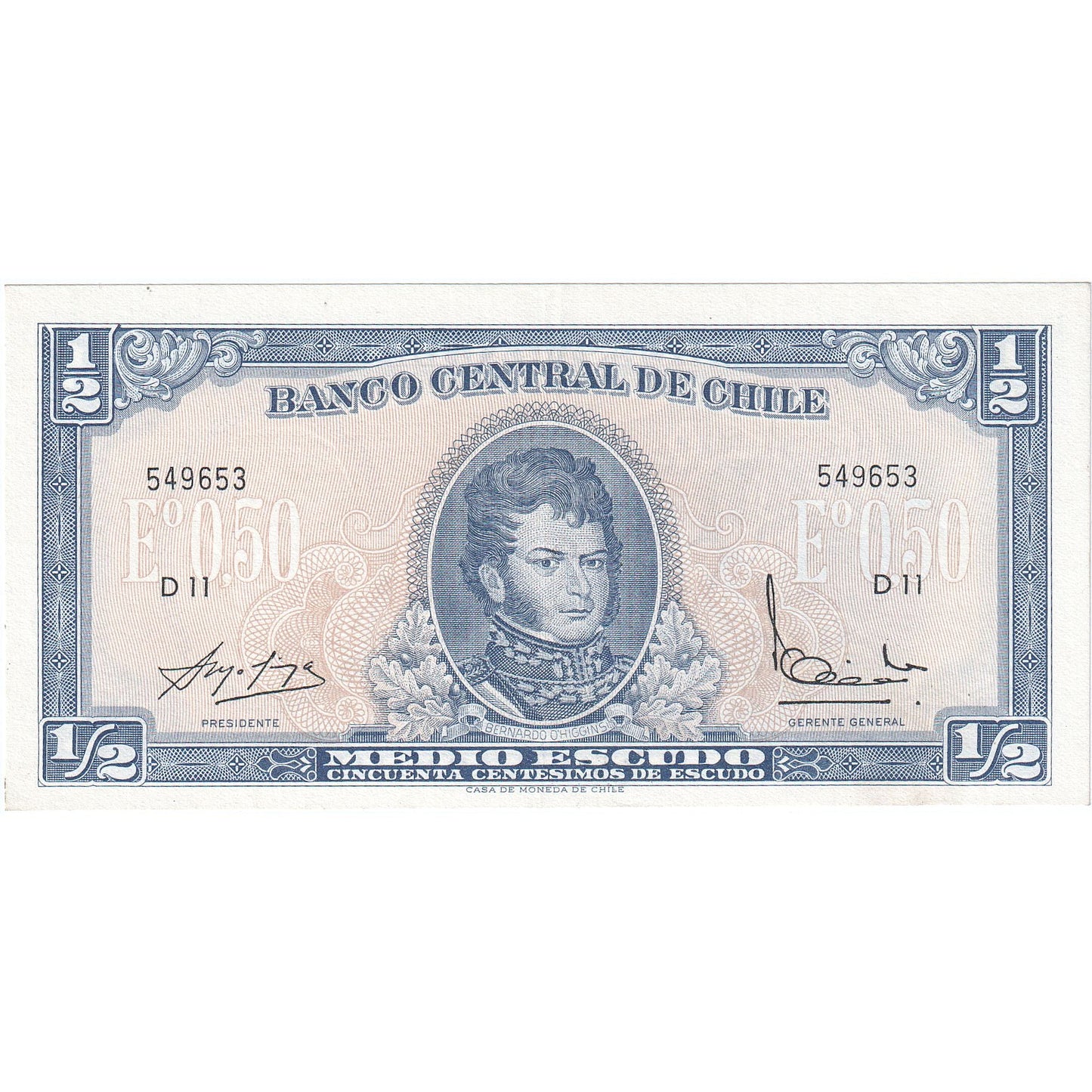 Chile, 
  
  1/2 escudo, 
  
  1962-1975