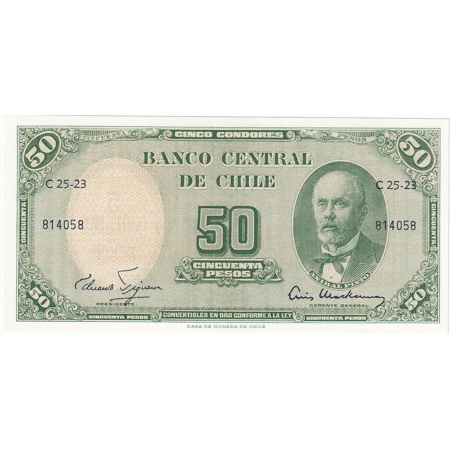 Chile, 
  
  5 Centesimi pe 50 de pesos, 
  
  UNC(65-70)