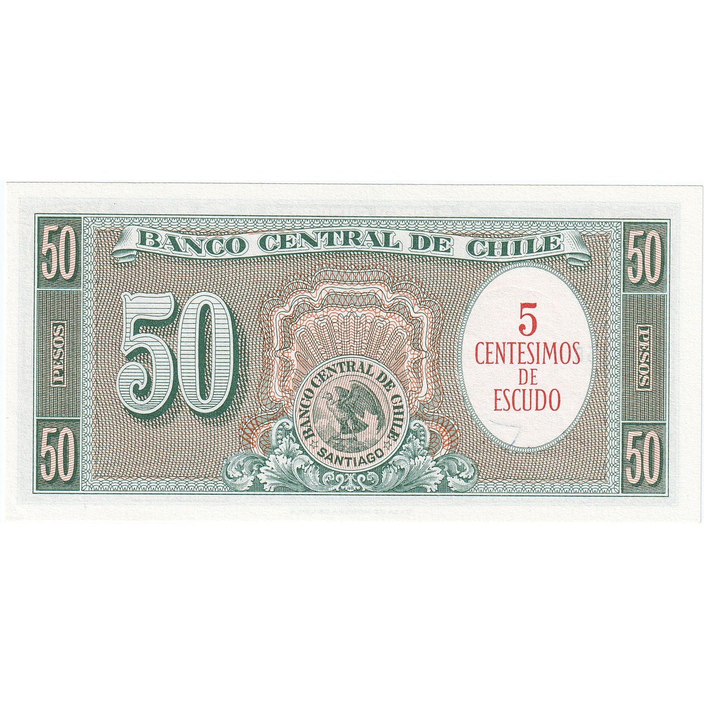 Chile, 
  
  5 Centesimi pe 50 de pesos, 
  
  UNC(65-70)