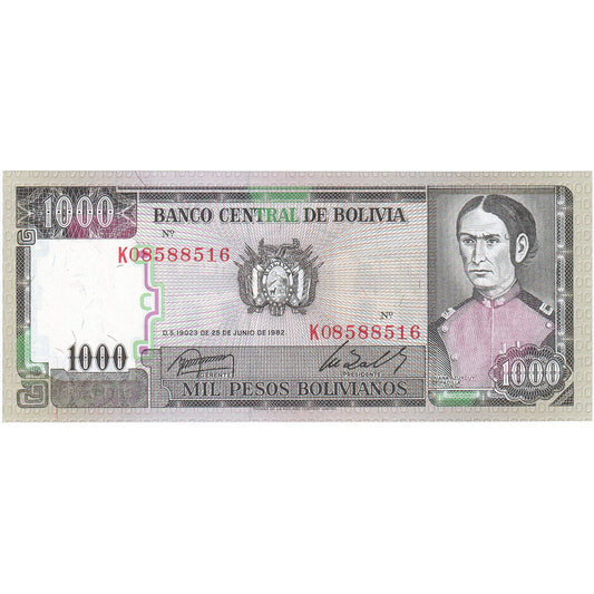 Bolivia, 
  
  1000 pesos boliviani, 
  
  1982