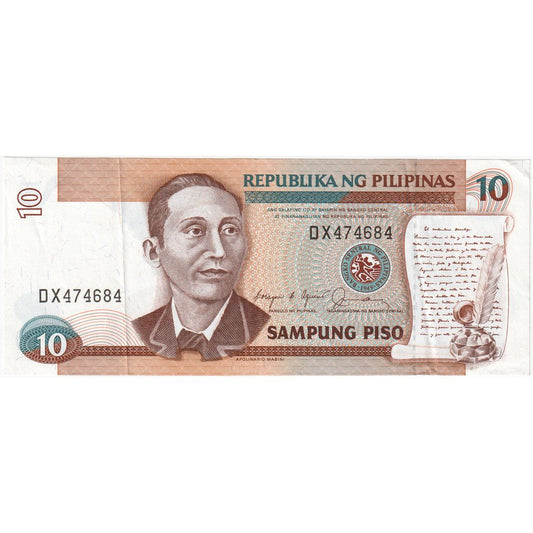 Filipine, 
  
  10 Piso, 
  
  1985