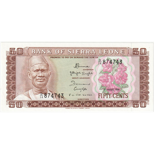 Sierra Leone, 
  
  50 de cenți, 
  
  NEDATAT (1984)