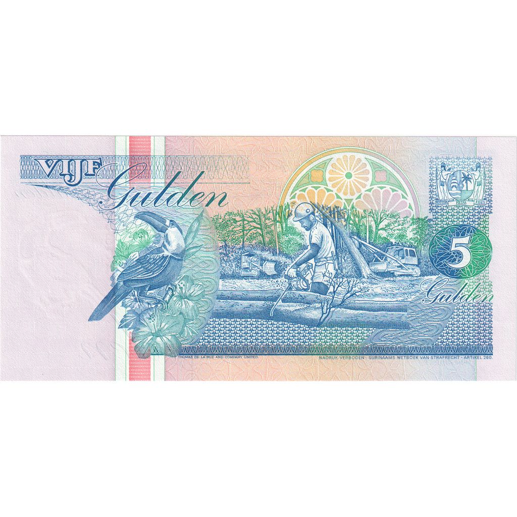 Surinam, 
  
  5 Gulden, 
  
  1991-07-09