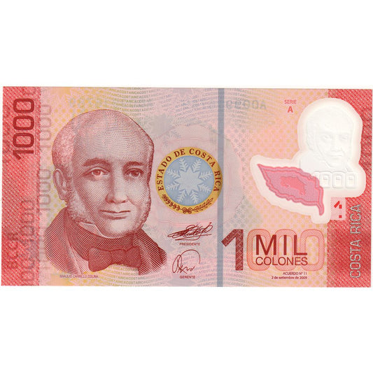 Costa Rica, 
  
  1000 de coloni, 
  
  2009