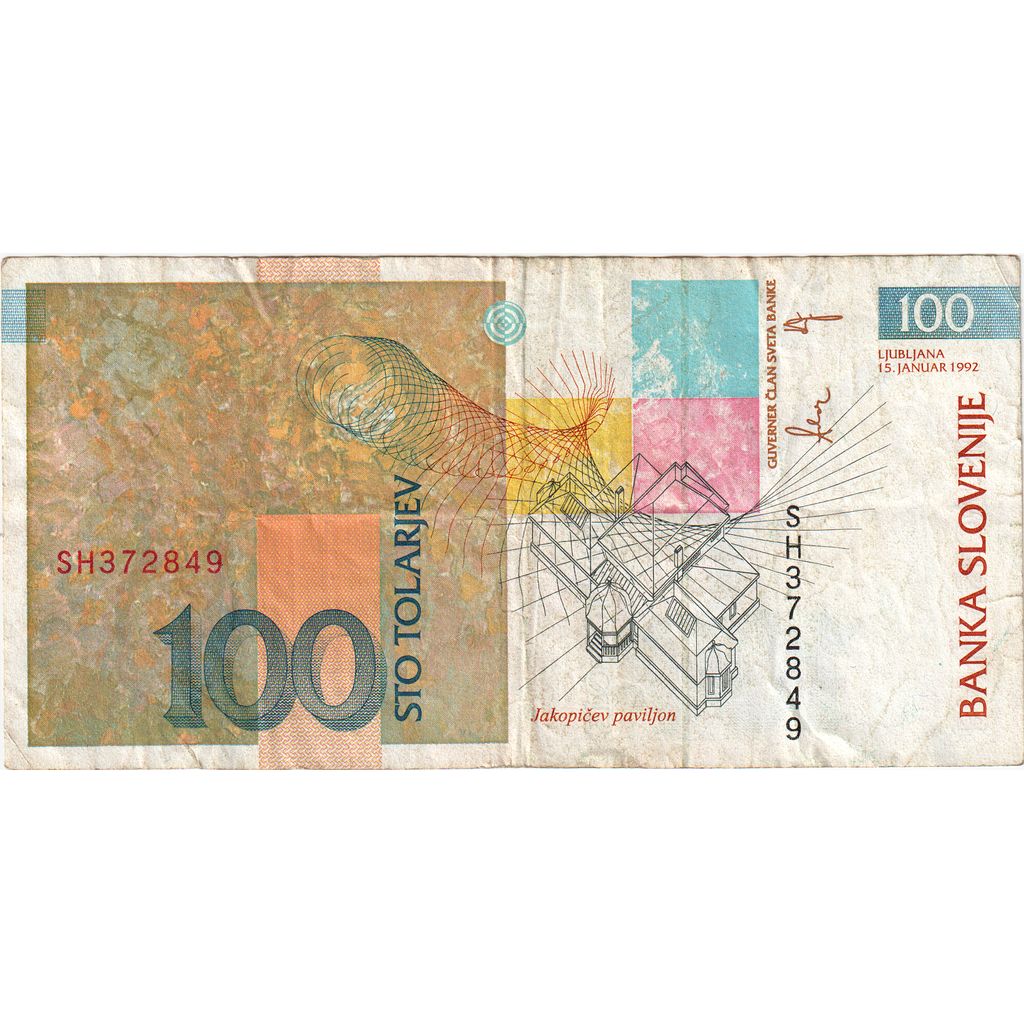 Slovenia, 
  
  100 Tolarjev, 
  
  15-01-1992