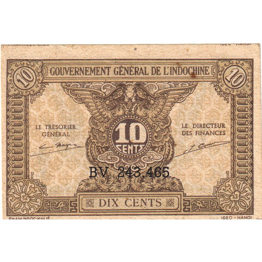 Indochina, 
  
  10 cenți, 
  
  VF(20-25)