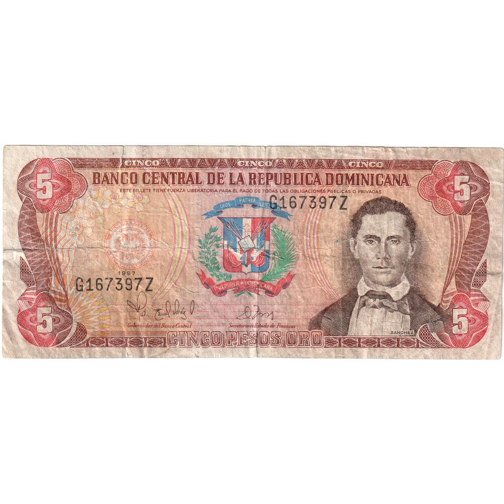 Republica Dominicană, 
  
  5 pesos oro, 
  
  VF(30-35)