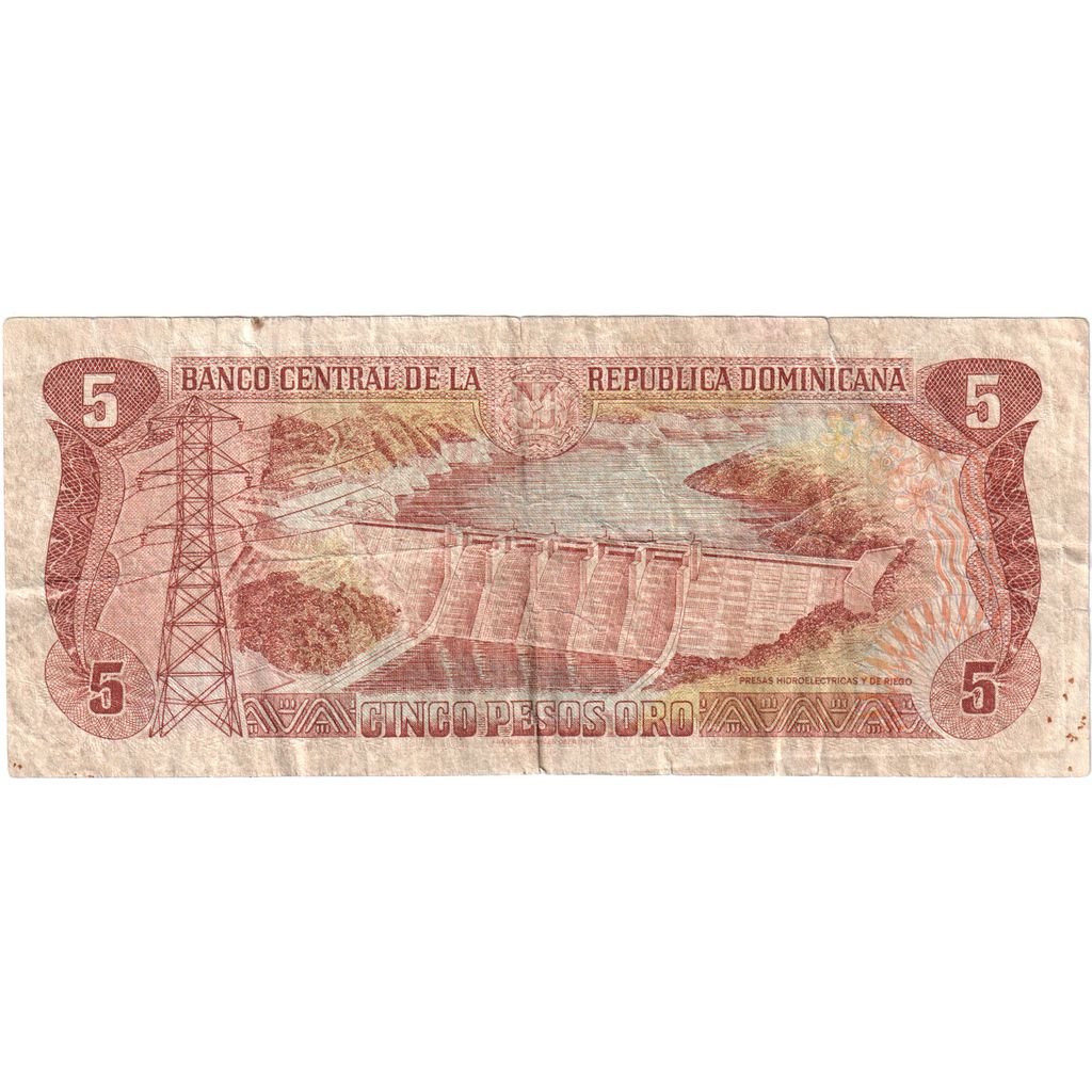 Republica Dominicană, 
  
  5 pesos oro, 
  
  VF(30-35)