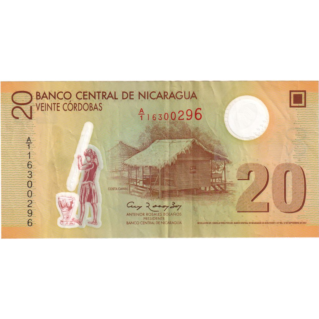 bancnota, 
  
  Nicaragua, 
  
  20 Cordobas