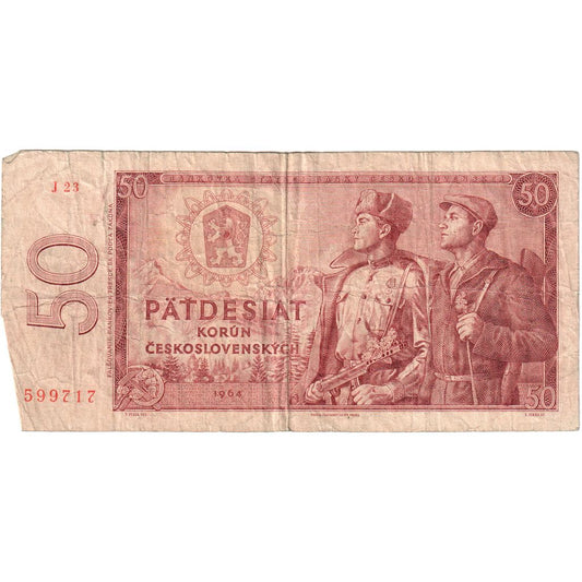 bancnota, 
  
  Cehoslovacia, 
  
  50 de coroane